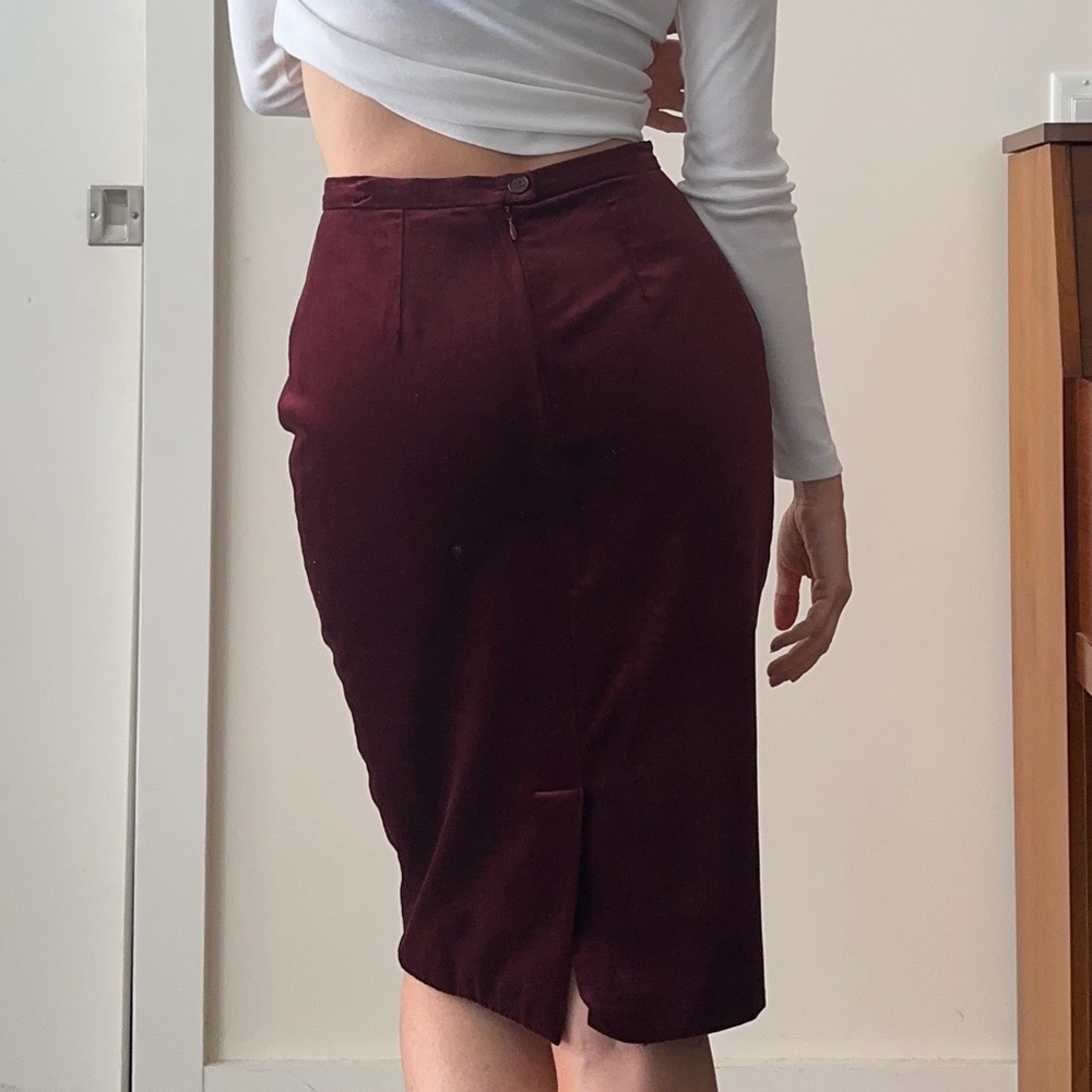 Yves Saint Laurent Burgundy Suede Skirt